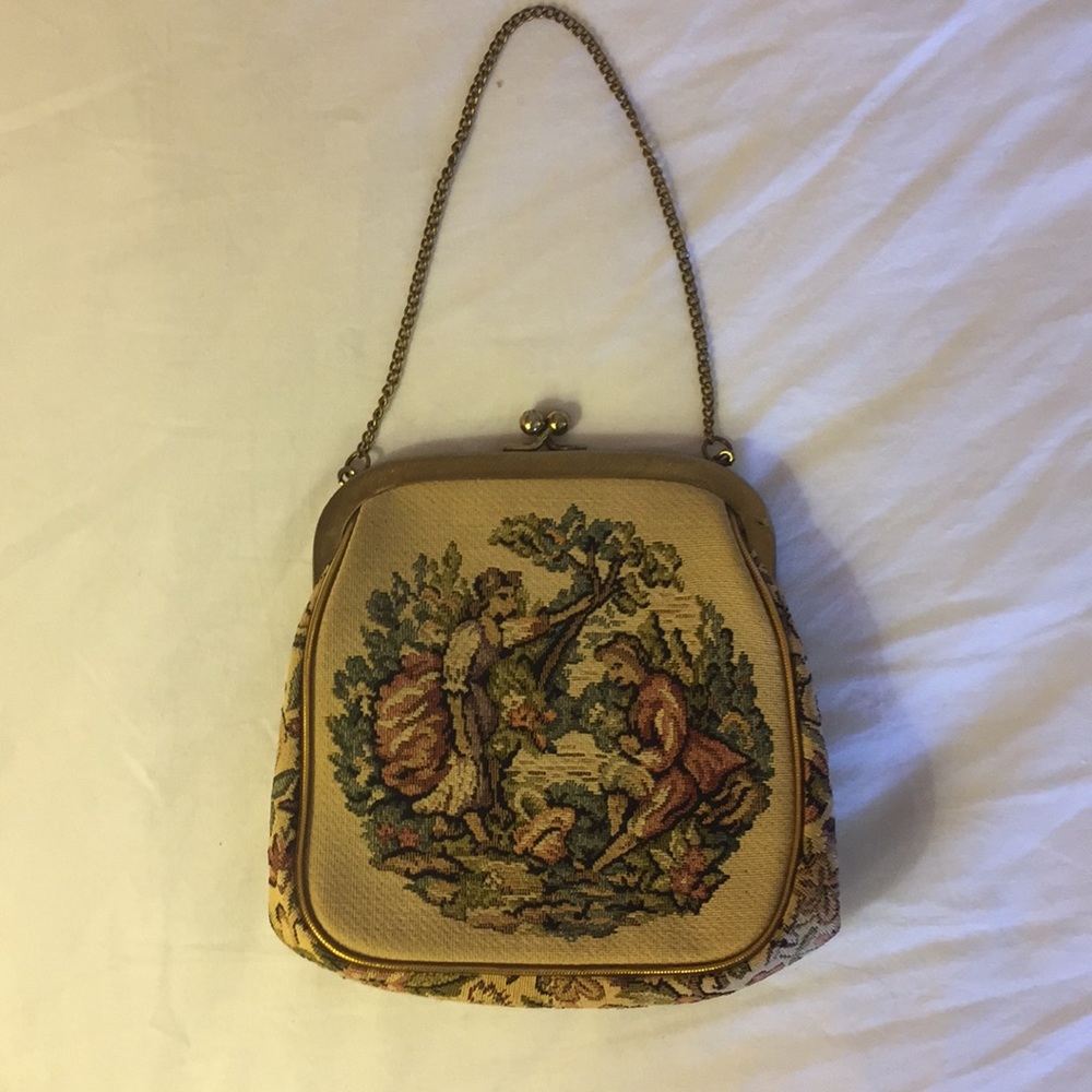 Pretty Vintage Embroidered Tapestry Purse - Picture 1 of 7